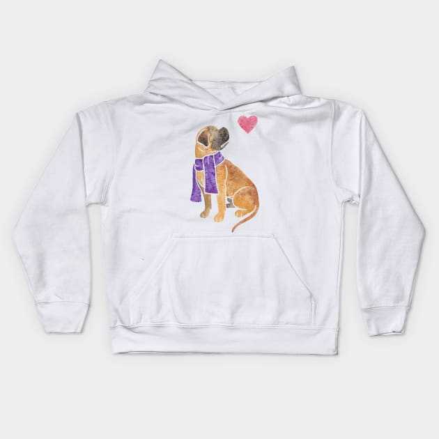 Watercolour Bullmastiff Kids Hoodie by animalartbyjess